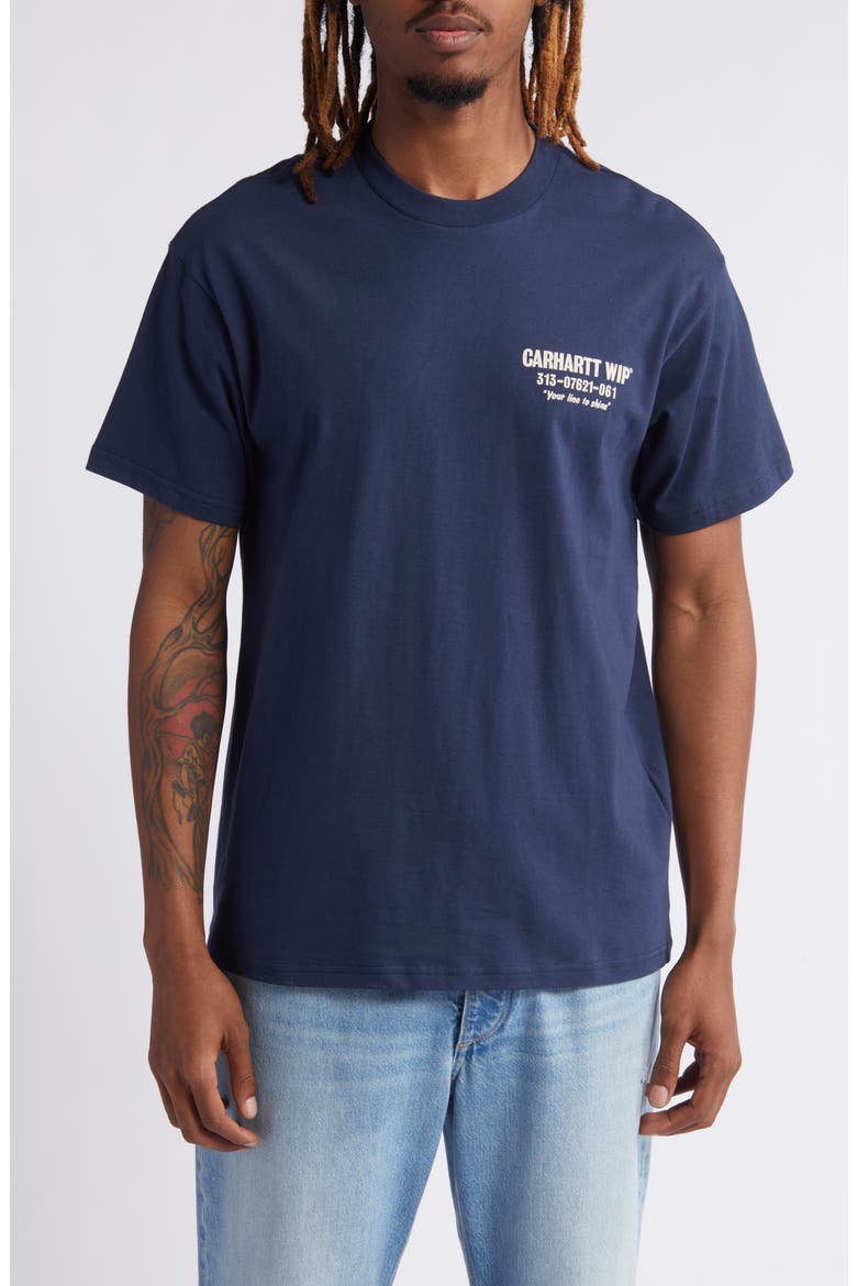 Less Troubles Organic Cotton Graphic T-Shirt, Main, color, BLUE WAX