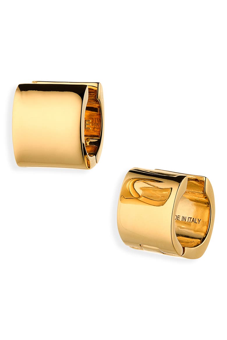 Petite Signature Hoop Earrings, Main, color, GOLD