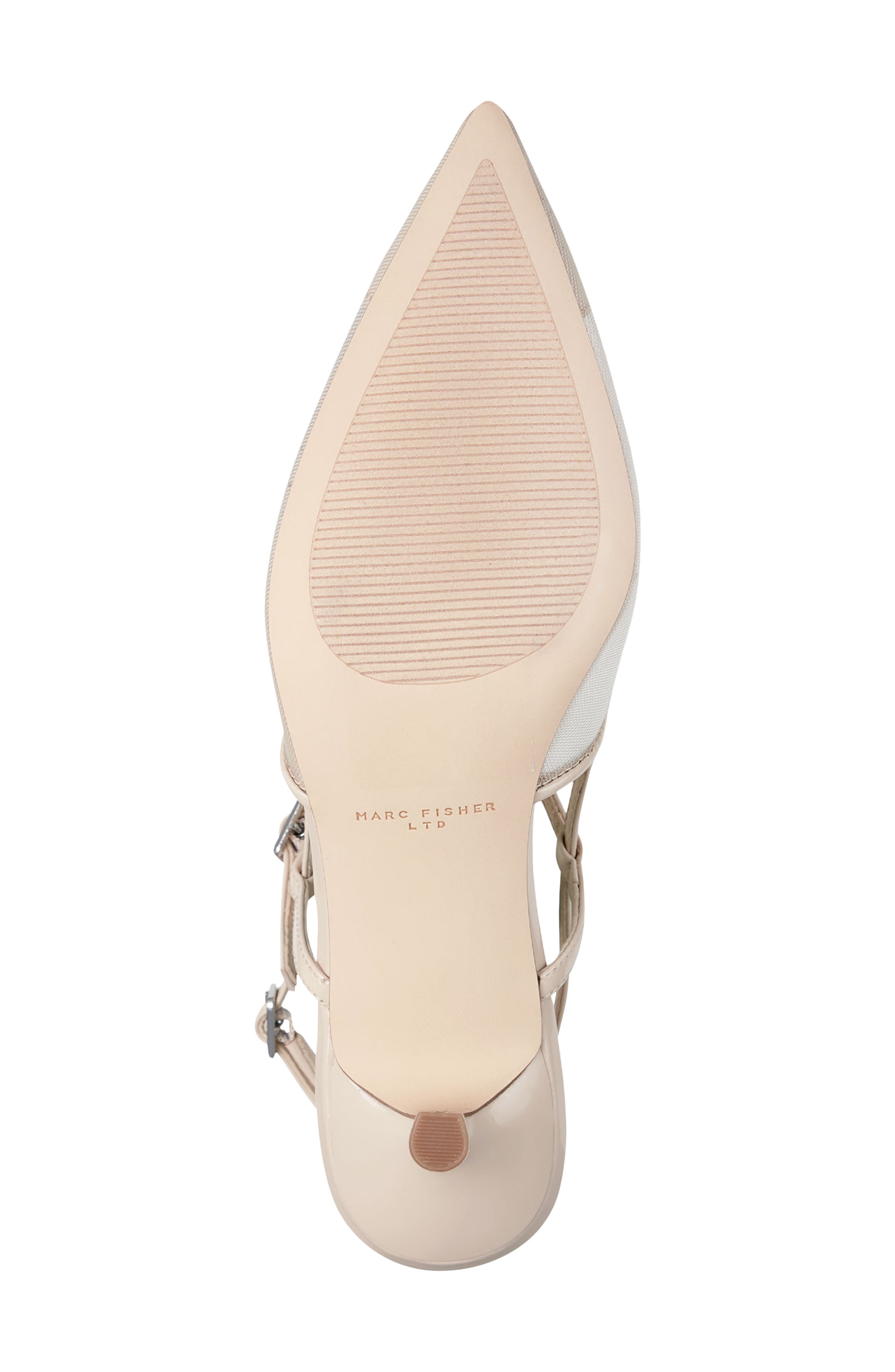 Marc Fisher LTD Ceddy Slingback Pointed Toe Kitten Heel Pump, Alternate, color, Ivory