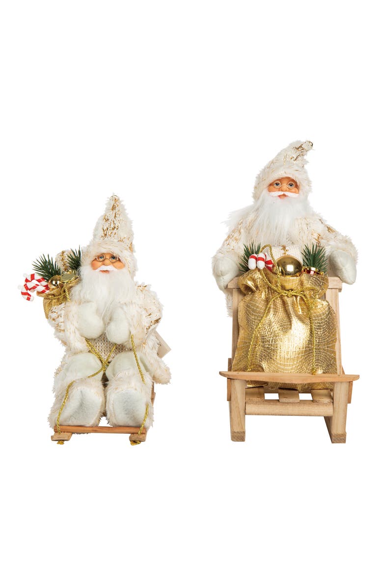 Transpac Elegant Metallic Santa Decor Set of 2 Christmas Decorations, Main, color, 