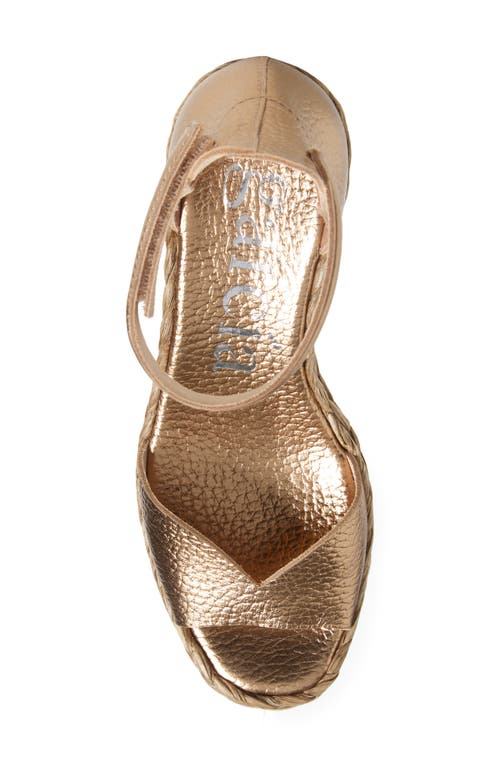 Pedro Garcia Feba Water Resistant Espadrille Wedge Sandal In Cava Cervo Lame