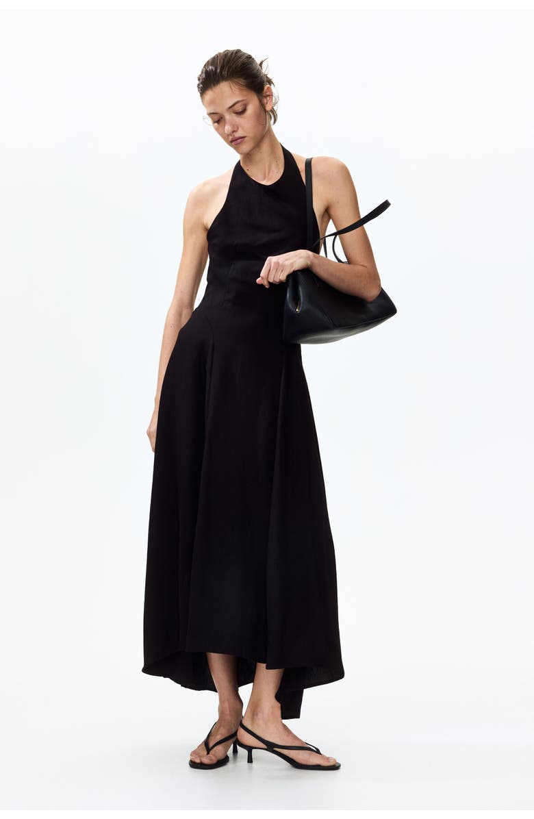 H&M Flared-skirt Halterneck Dress, Alternate, color, Black