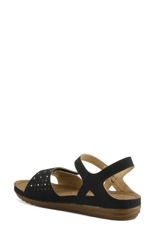 Flexus By Spring Step Perforated Wedge Sandal In Black