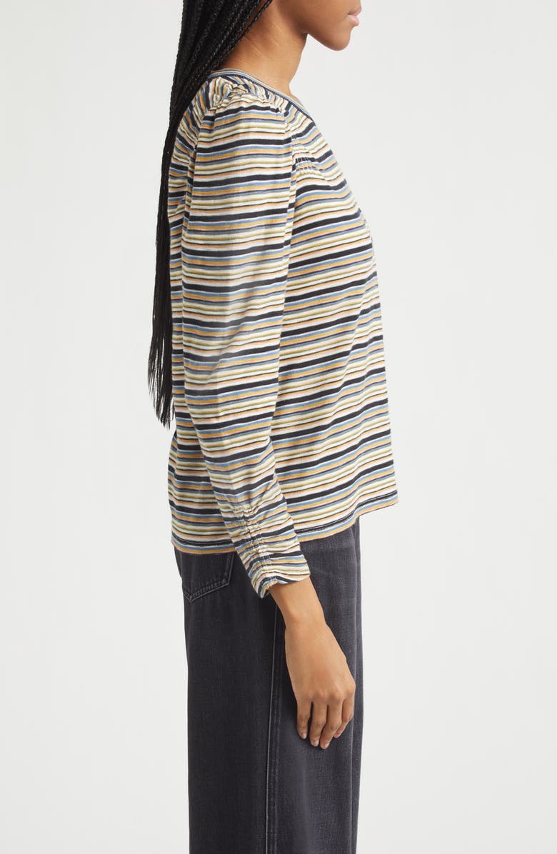 Veronica Beard Remus Stripe Ruched Long Sleeve T-Shirt, Alternate, color, Variegated Multi Stripe