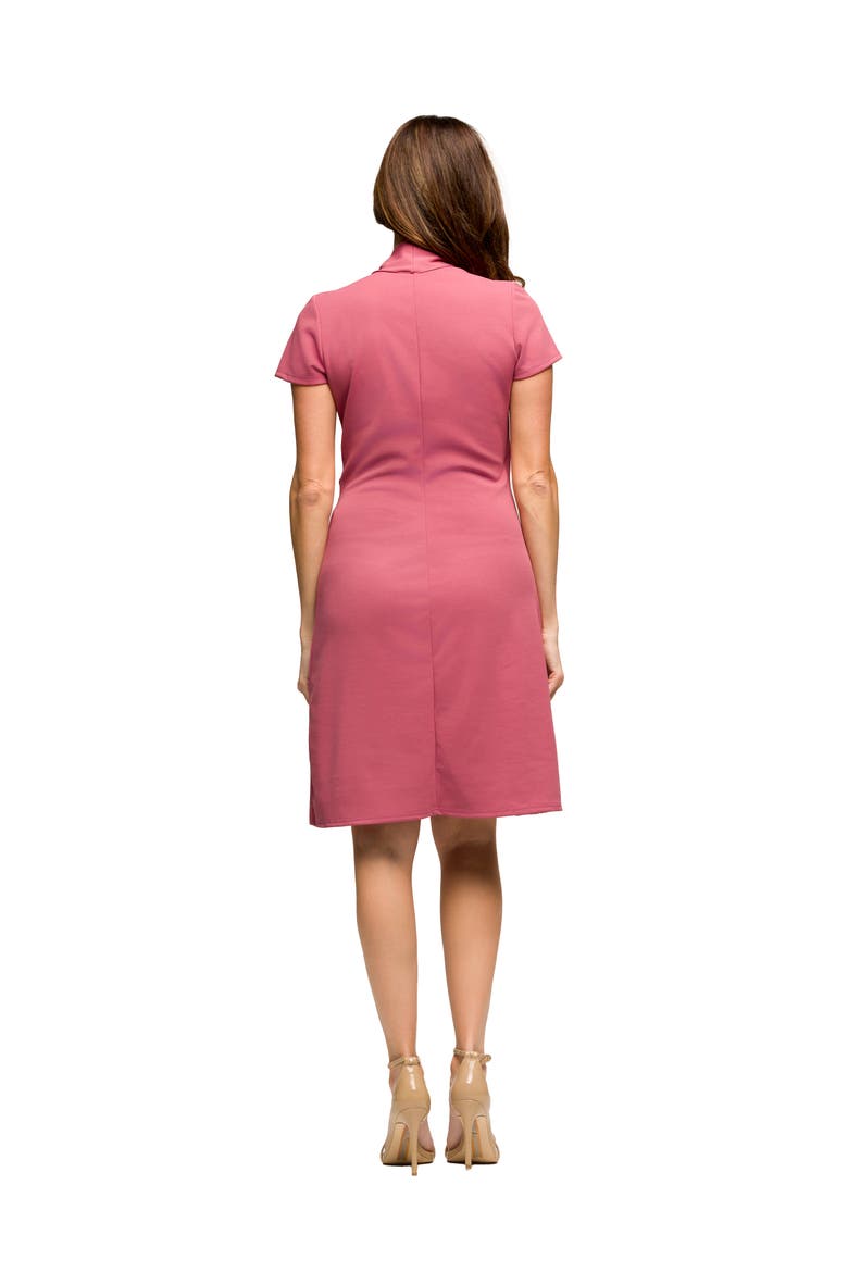 Maternity Mandarin Collar Knee Length Wrap Dress, Alternate, color, Rose