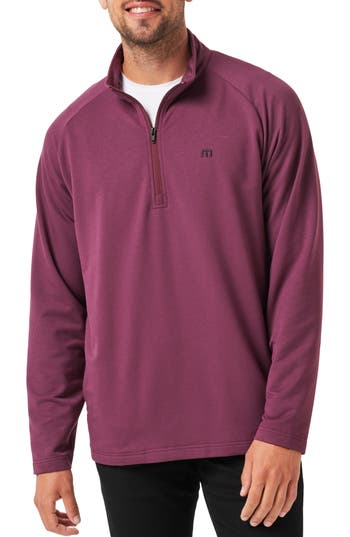 Travismathew Valiant Quarter Zip Pullover In Mauve Wine