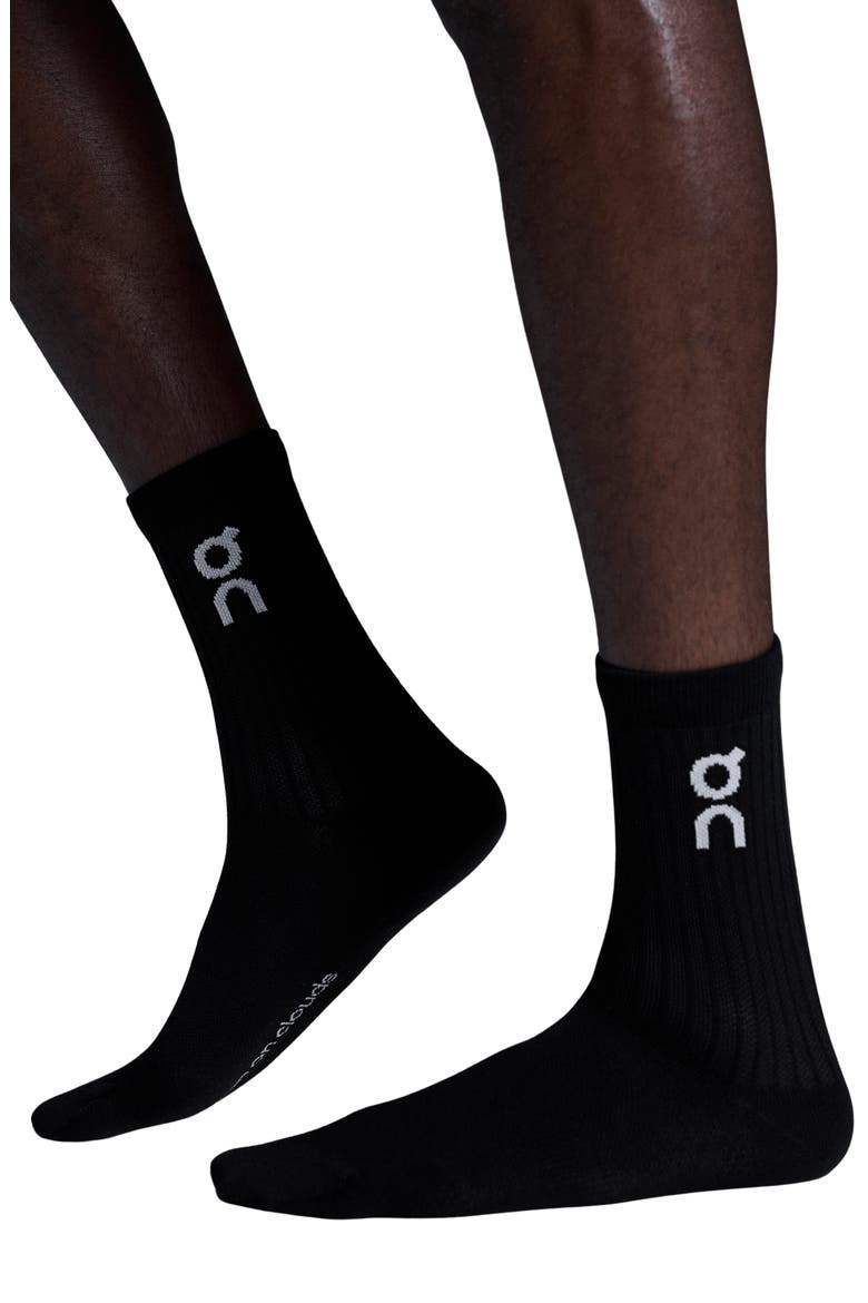Logo Organic Cotton Crew Socks, Main, color, BLACK