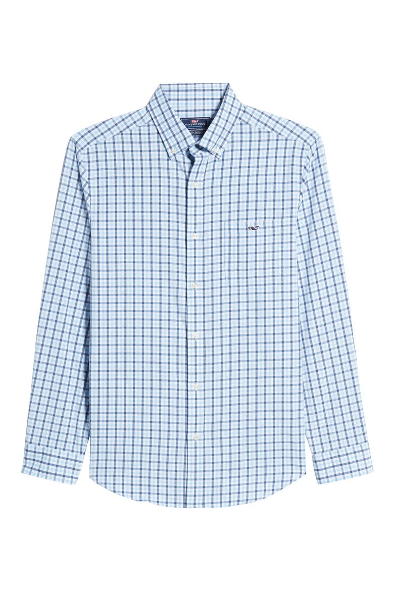 Tucker Mizpah Plaid Button-Down Performance Shirt, Alternate, color, JAKE BLUE