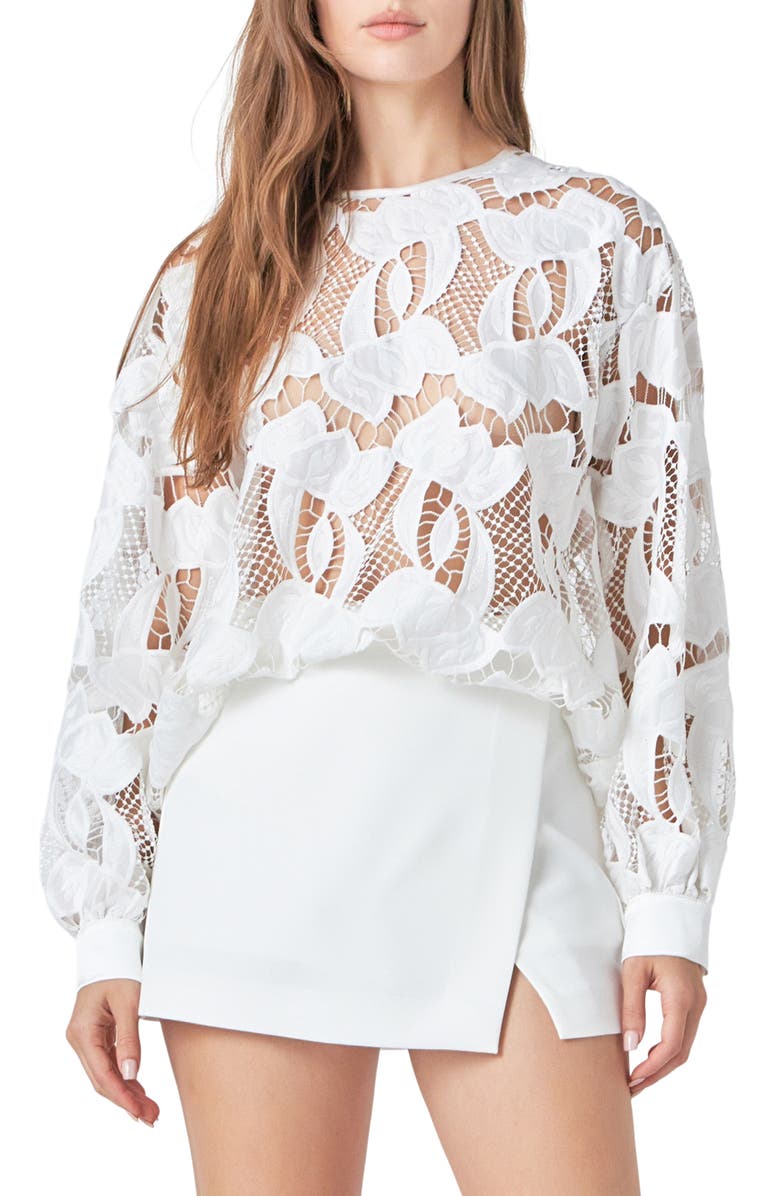 Endless Rose Floral Lace Top, Main, color, White