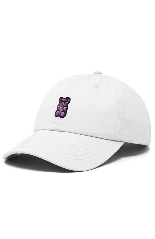 Dalix Purple Gummy Embroidered Cap In White