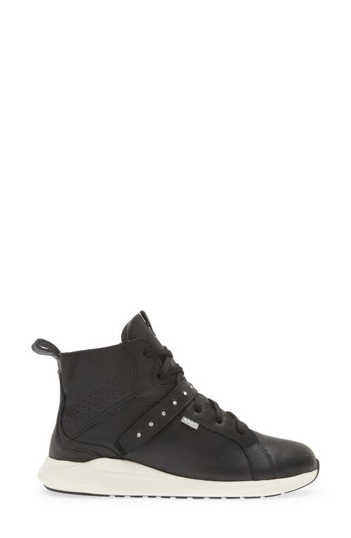 Naot Oxygen Crystal Strap High Top Sneaker In Soft Black Leather