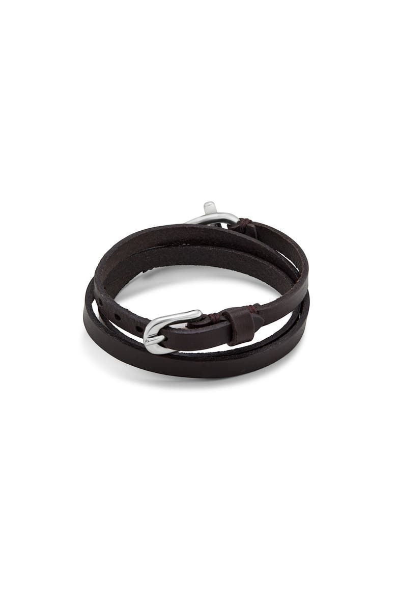 Leather Link Bracelet, Alternate, color, Silver