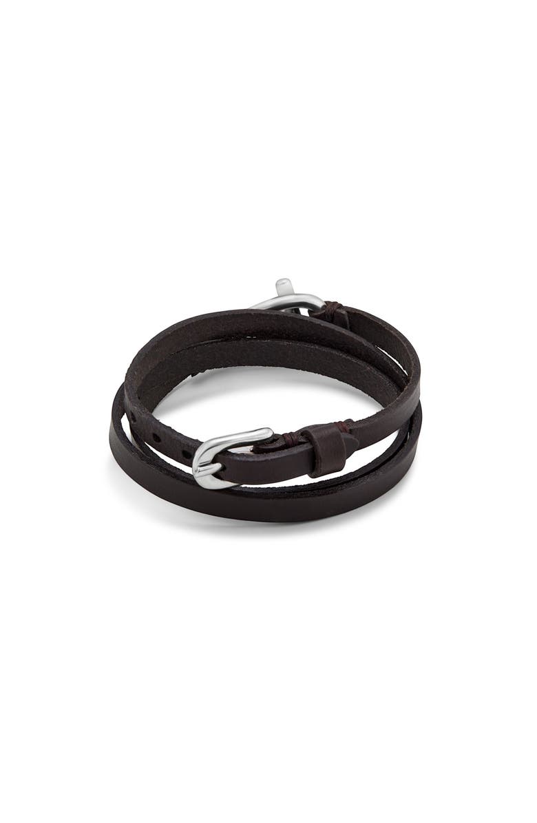 UNODE50 Leather Link Bracelet, Alternate, color, Silver