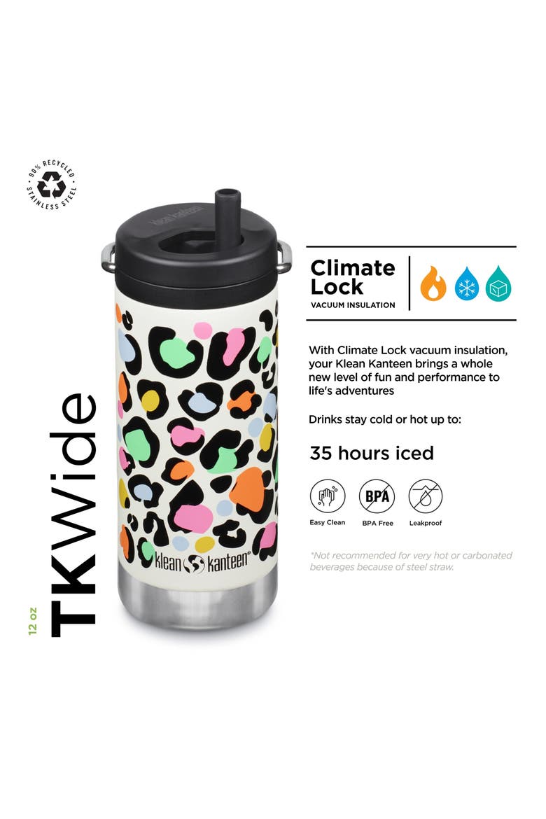 12oz TKWide Insulated Water Bottle with Twist Cap, Alternate, color, Leopard Print