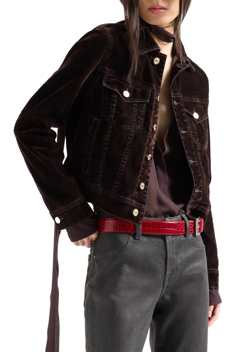 Adi Flocked Trucker Jacket, Main, color, FLOCK BROWN