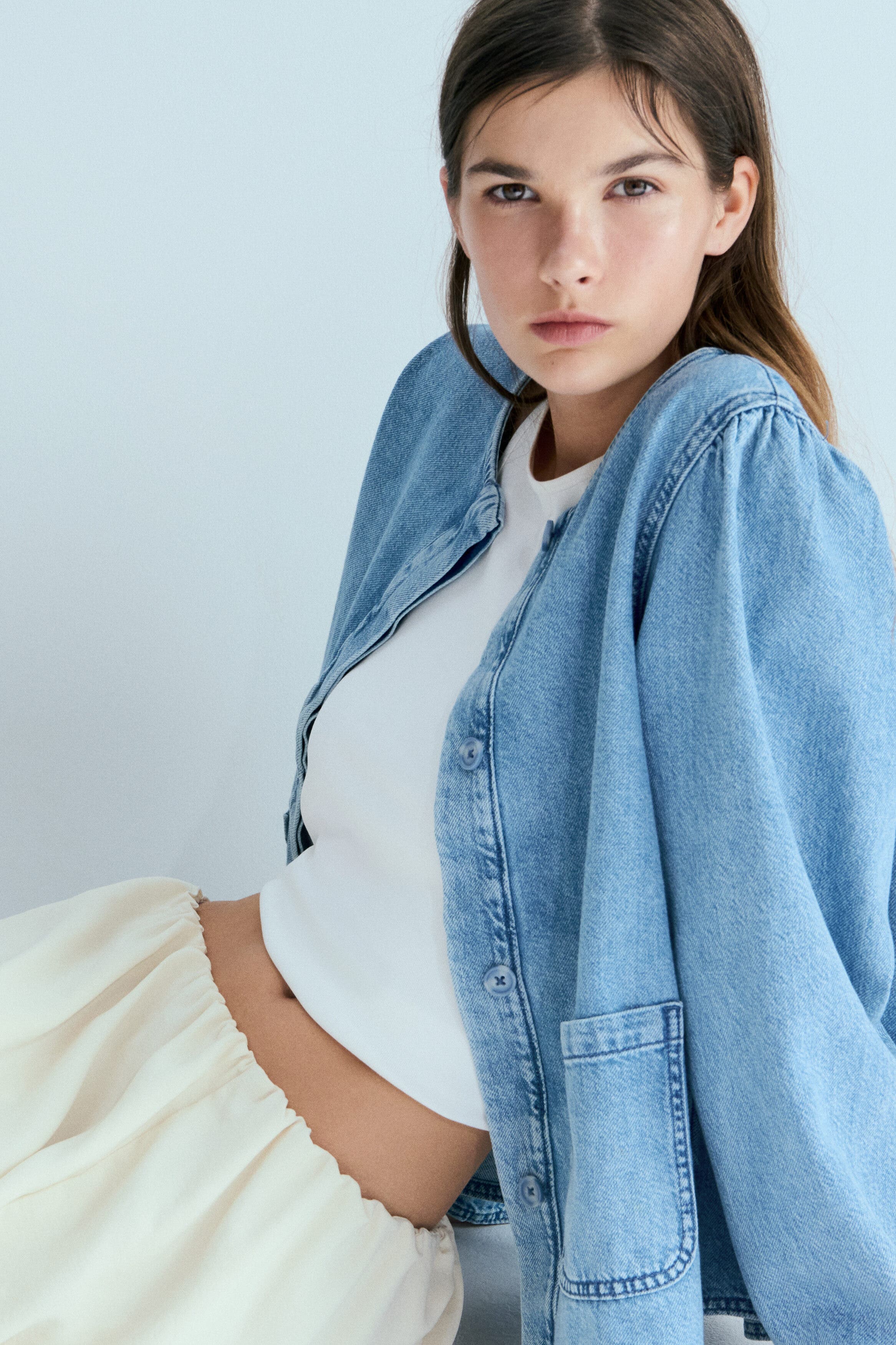Puff-sleeved Denim Jacket - image 4