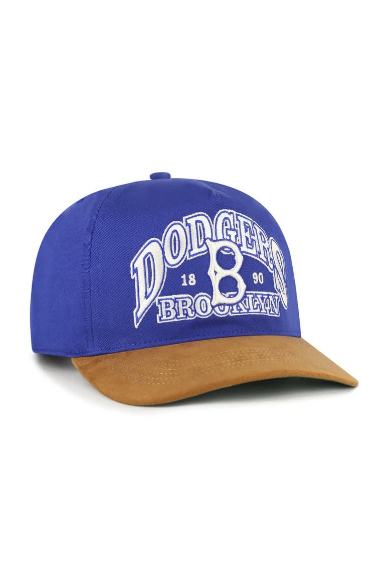 Men's '47 Royal/Brown Brooklyn Dodgers Cooperstown Break Wood Suede Hitch Adjustable Hat, Alternate, color, Royal