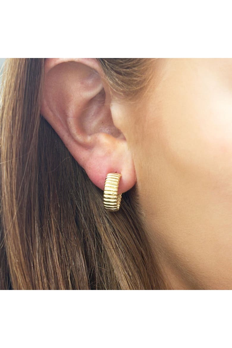 Fluted Gold C-Hoop Earrings, Alternate, color, Yellow Gold
