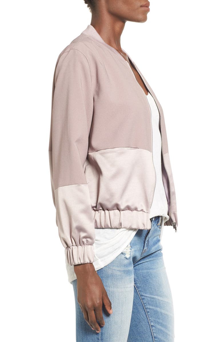 Missguided Satin & Faux Suede Bomber Jacket, Alternate, color,