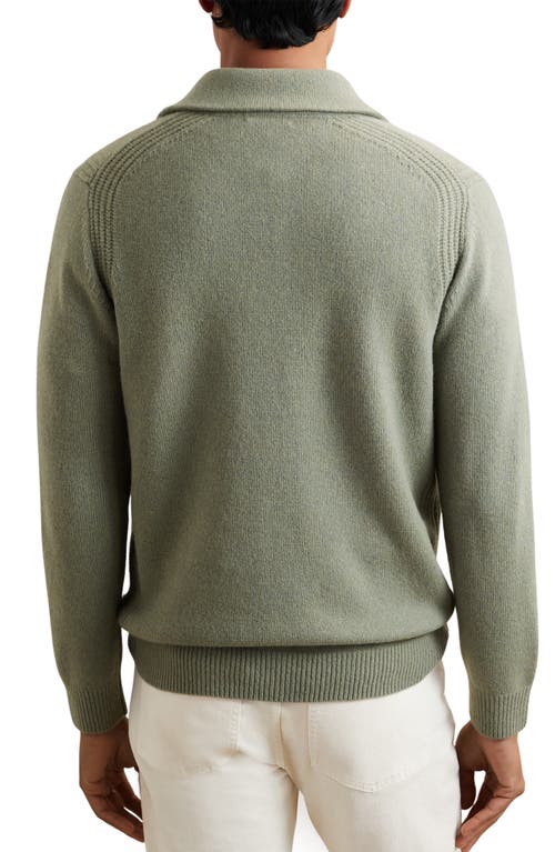 Reiss Sage Green Wool-blend Polo Jumper With Cashmere In Green