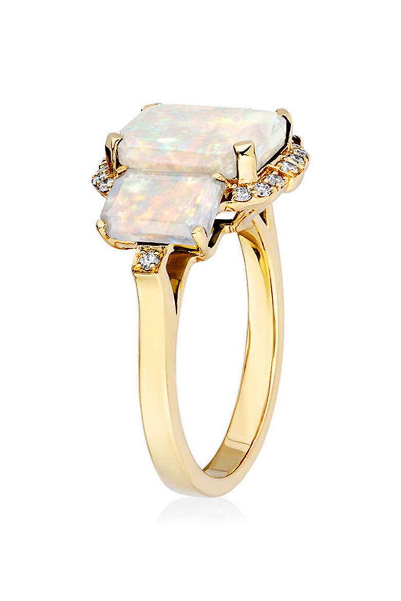 Gossip 18k Gold Opal & Diamond 3-Stone Ring, Alternate, color, 18K YELLOW GOLD/ OPAL