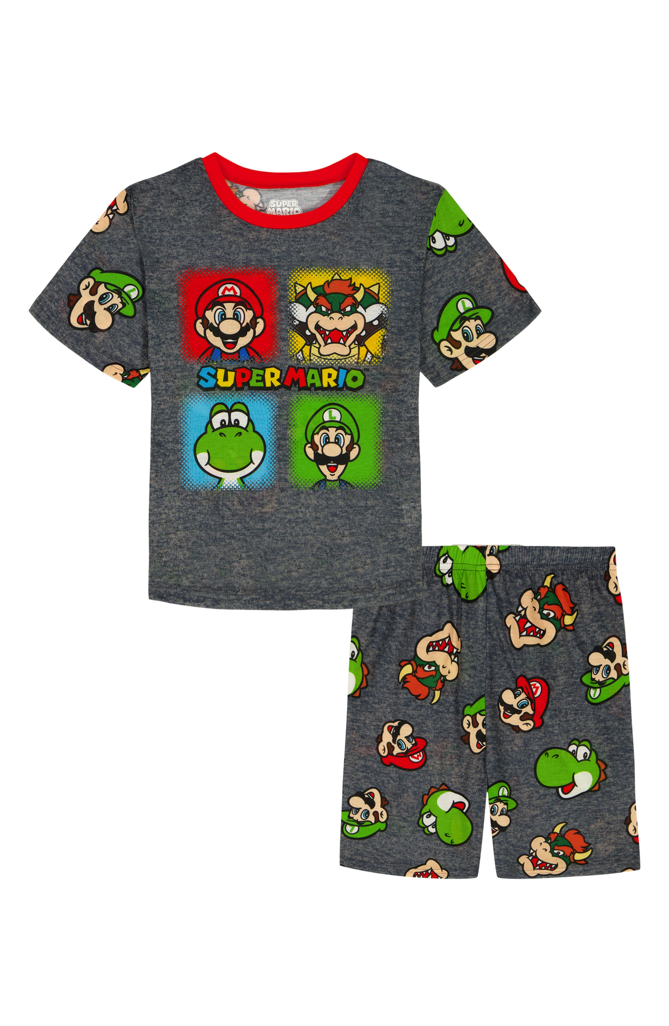 AME Kids' Super Mario Print Fitted Two-Piece Short Pajamas