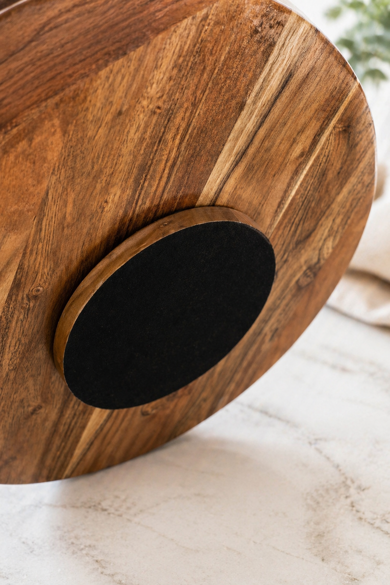 Wood + White Collection Mango Wood Compartment Lazy Susan, Alternate, color, White, Brown