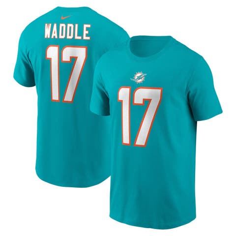 Men's Nike Jaylen Waddle  Aqua Miami Dolphins  Player Name & Number T-Shirt