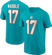 Nike Men's Nike Jaylen Waddle  Aqua Miami Dolphins  Player Name & Number T-Shirt