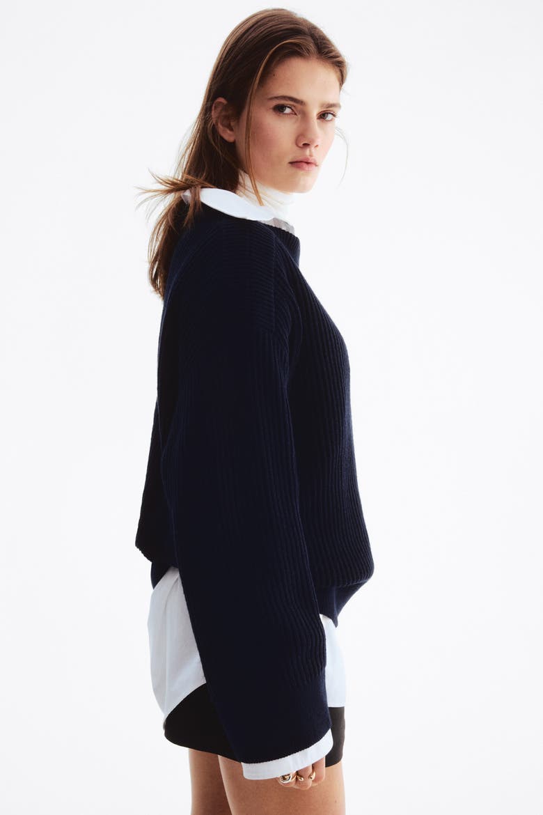 Oversized Wool-blend Jumper, Alternate, color, Navy blue