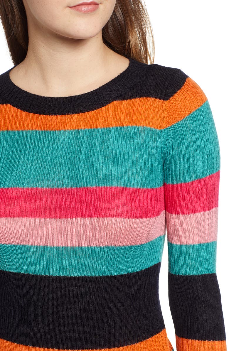 Cotton Emporium Rainbow Skivvy Stripe Sweater, Alternate, color, 