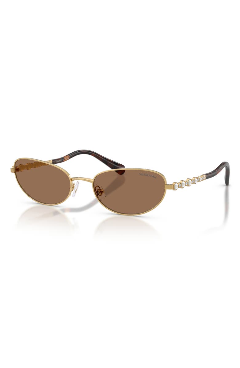 Swarovski 56mm Oval Sunglasses, Alternate, color, Gold / Dark Brown