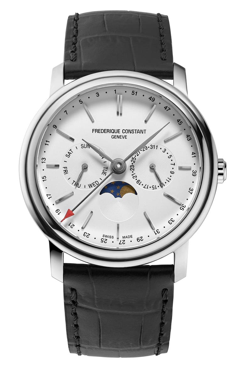 Classic Business Timer Leather Strap Watch, 40mm, Main, color, BLACK