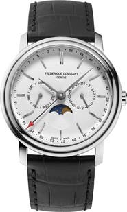 FREDERIQUE CONSTANT Classic Business Timer Leather Strap Watch, 40mm