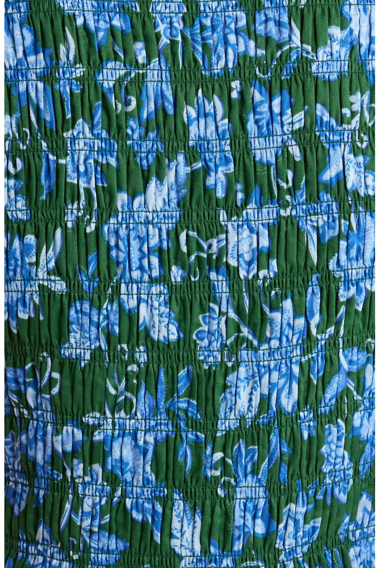 Floral Flutter Sleeve Cotton Dress, Alternate, color, GREEN BLUE MULTI