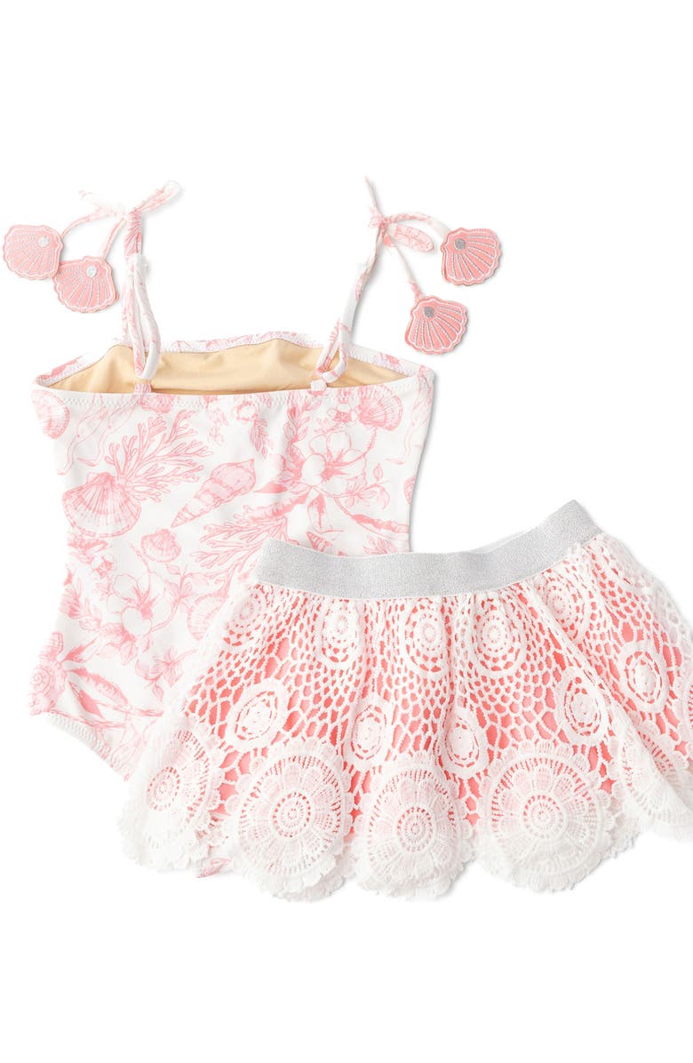 Shade Critters Seaside Toile One-Piece Swimsuit & Skirt Set, Alternate, color, 