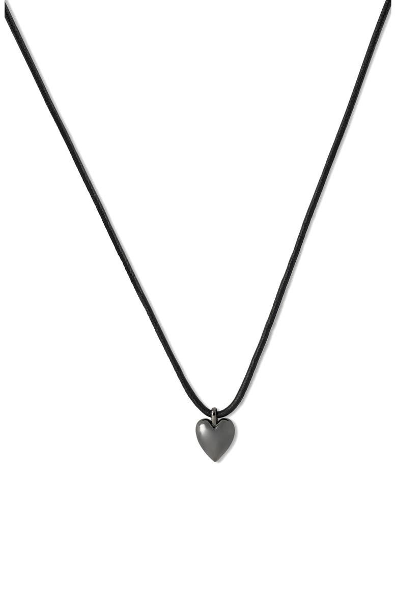 Puffy Heart Cord Choker Necklace, Alternate, color, HEMATITE