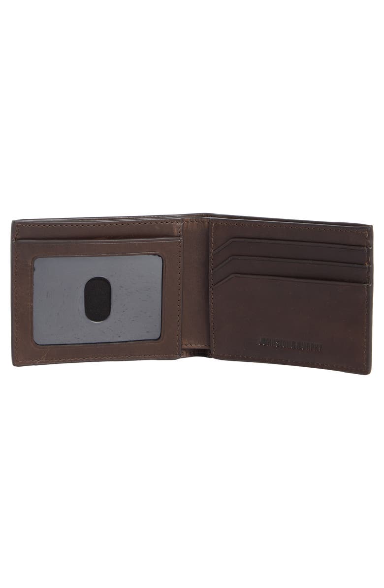Johnston & Murphy Waxy Leather Billfold Wallet, Alternate, color, Brown