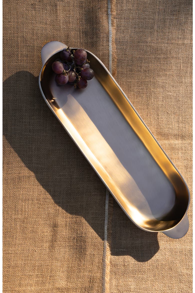 Stinson Antique Brass Long Trays - Set of 2, Alternate, color, Gold
