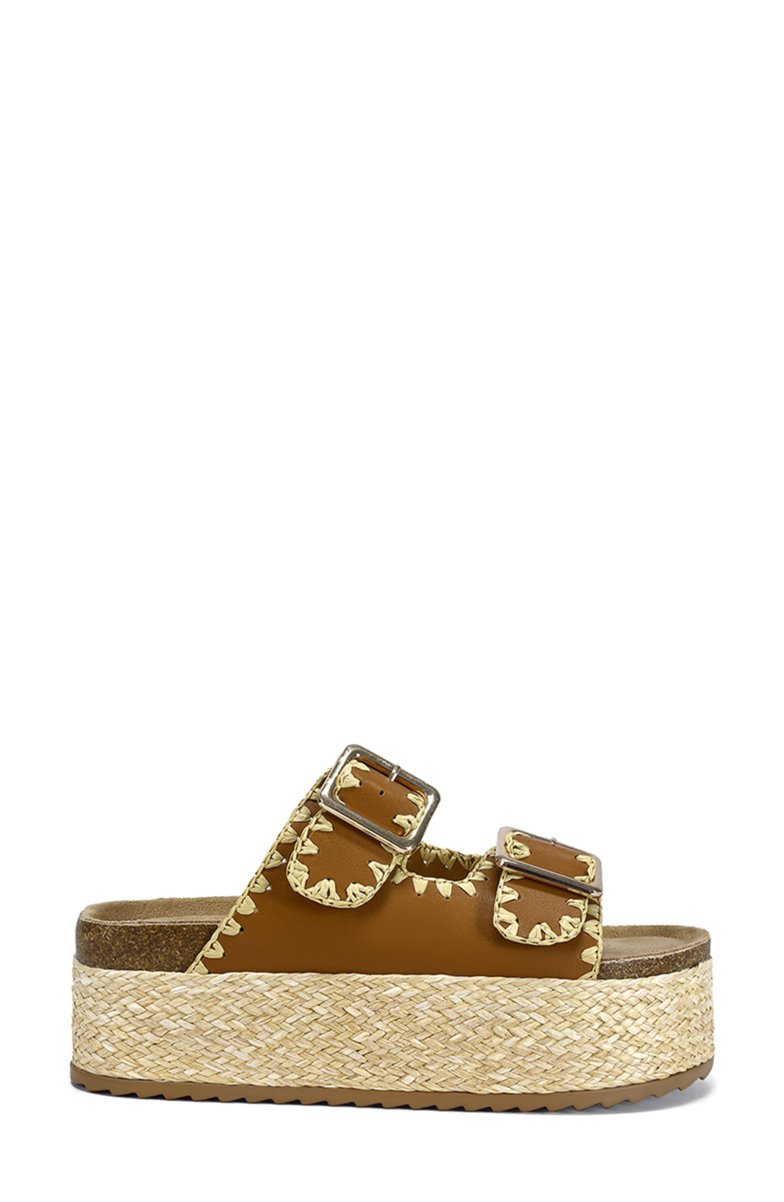 AZALEA WANG Calluna Platform Slide Sandal, Alternate, color, Tan