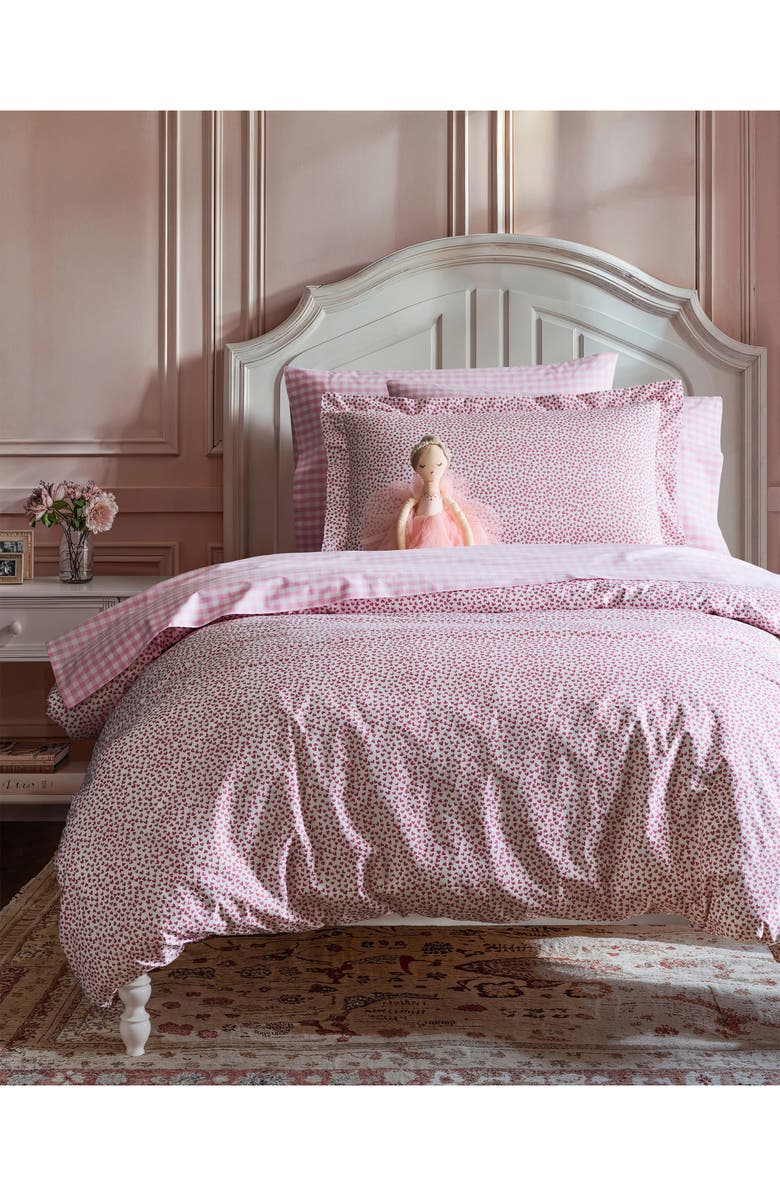 Petite Plume Signature Collection Sweethearts Duvet Cover & Shams Set, Alternate, color, Pink