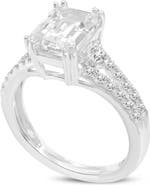 LuvMyJewelry Gohar 14K White Gold Emerald Cut Lab Grown Diamond Engagement Ring - 2 Ct