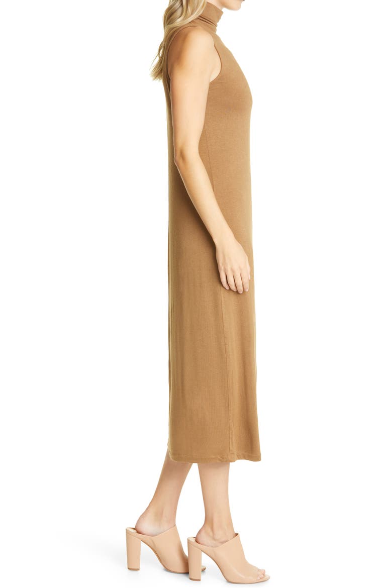 Mock Neck Sleeveless Midi Dress, Alternate, color, OAK