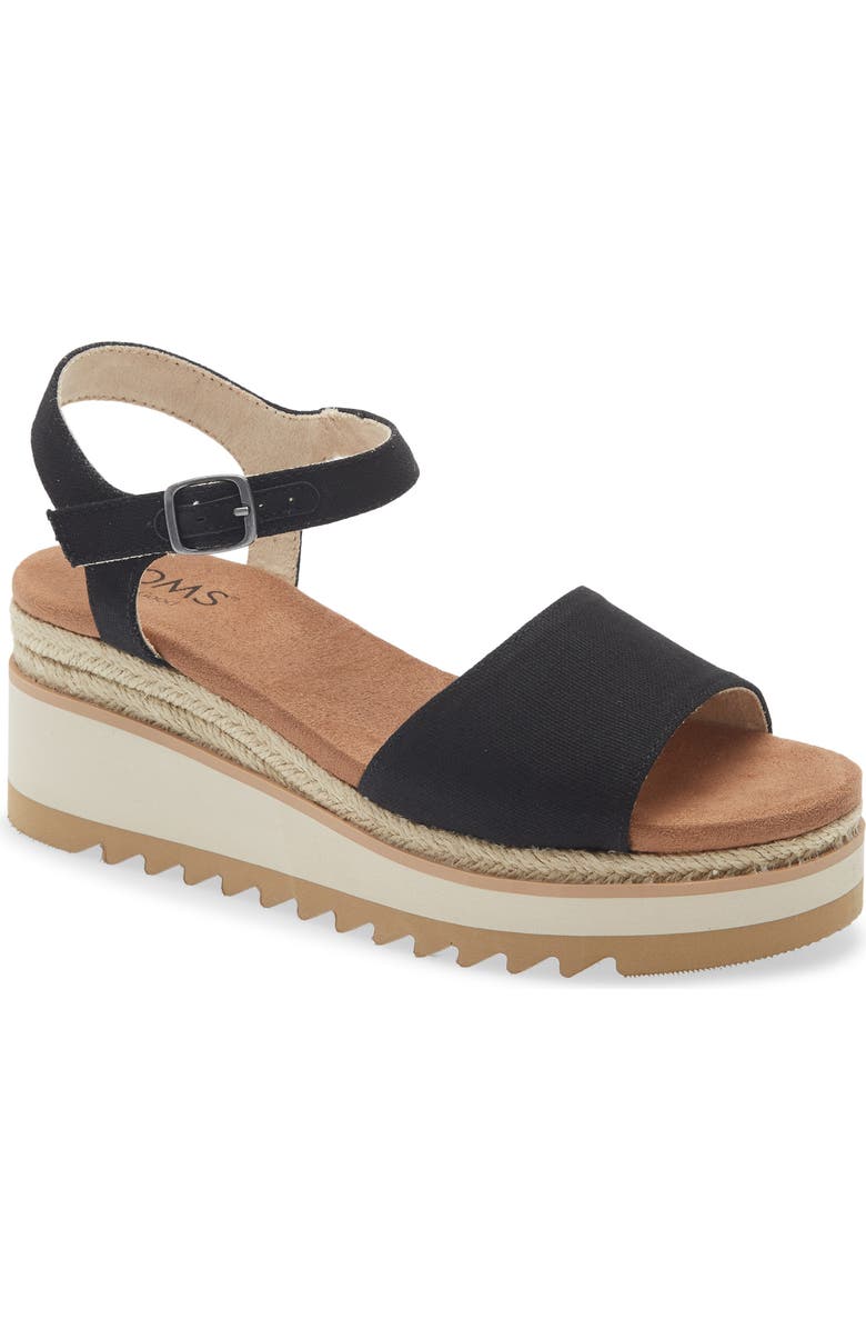 TOMS Flora Sandal, Main, color, Black