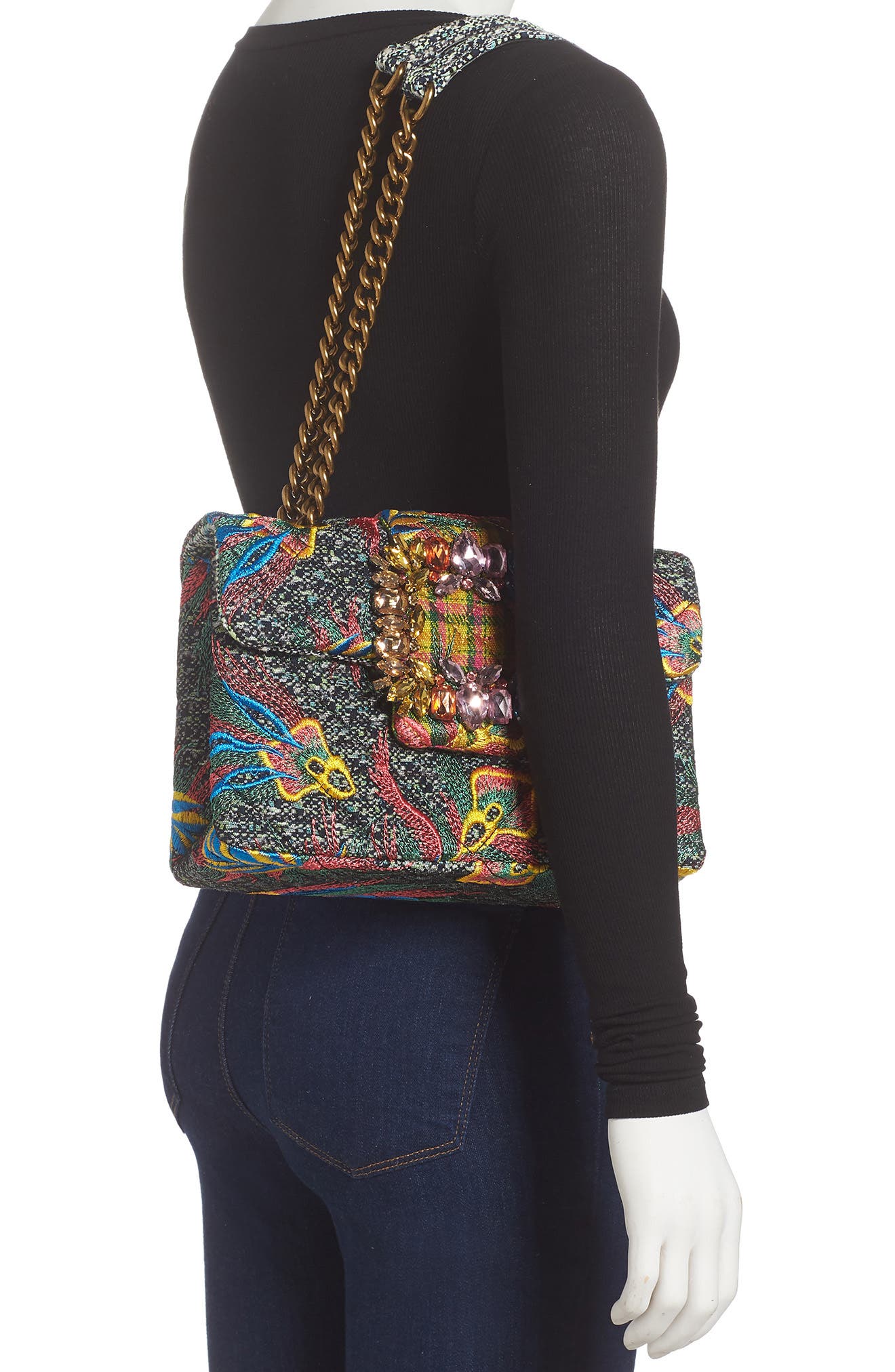 Kurt Geiger London Mayfair Embroidered Tweed Crossbody Bag, Alternate, color, 