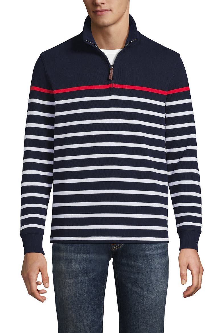 Bedford Rib Casual Quarter Zip Sweater, Main, color, Navy/White Placed Stripe