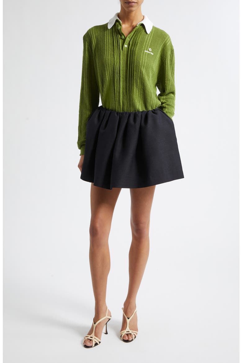 Contrast Collar Linen Sweater, Alternate, color, GREEN