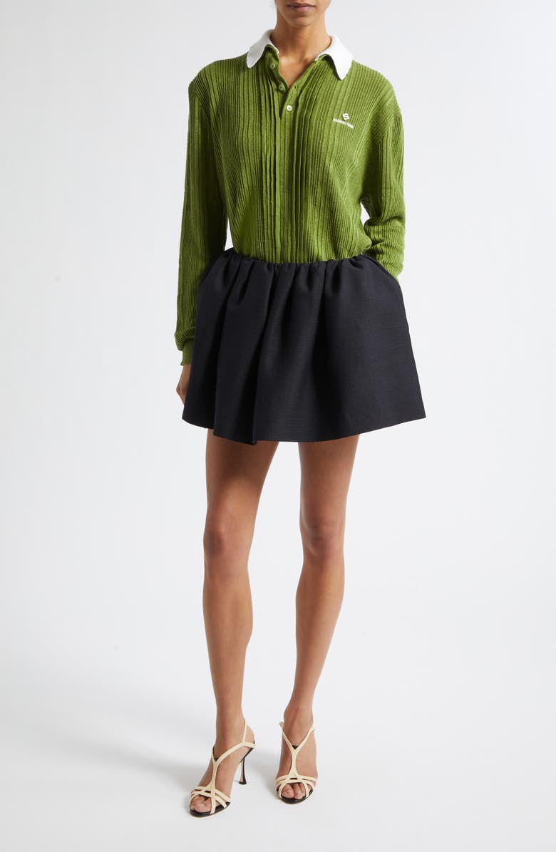 Shushu/Tong Contrast Collar Linen Sweater, Alternate, color, Green