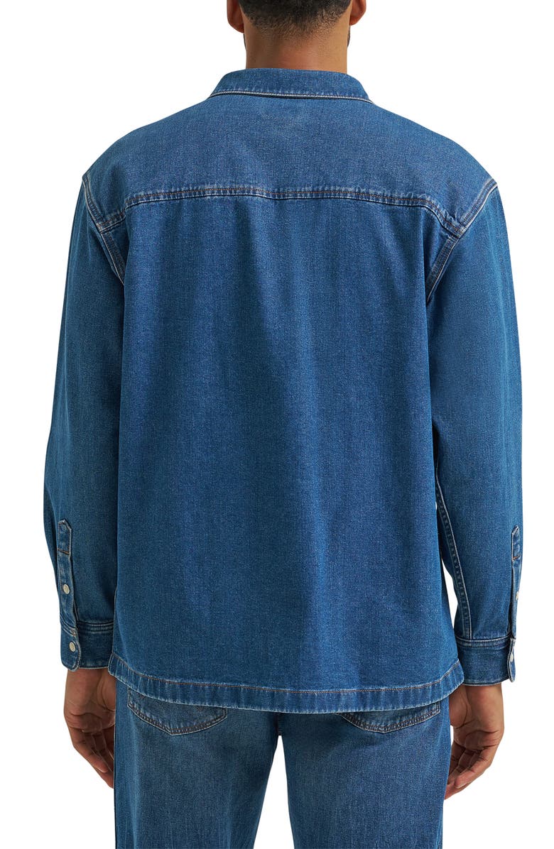 Wrangler Cotton Denim Snap-Up Overshirt, Alternate, color, Retro Blue