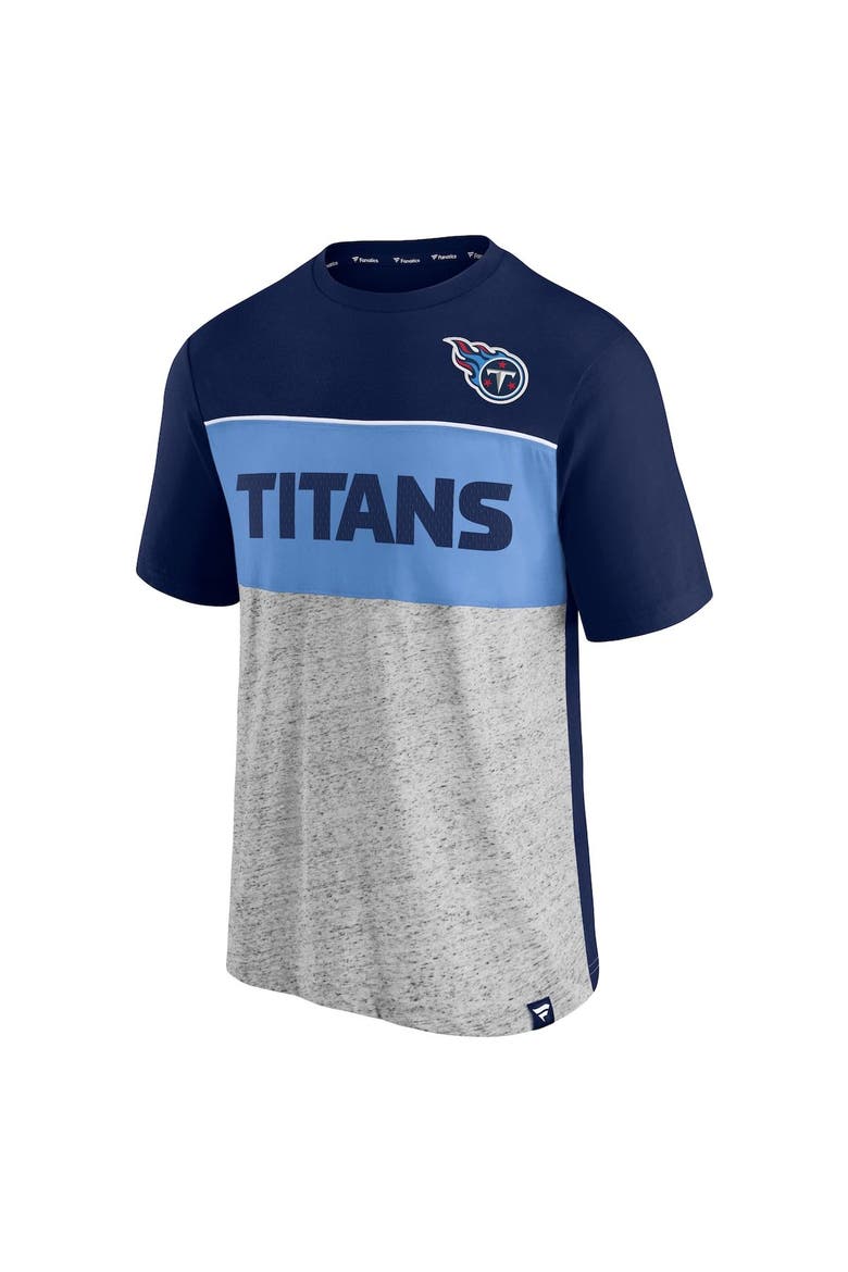 Men's Fanatics Branded Navy/Heathered Gray Tennessee Titans Colorblock T-Shirt, Alternate, color, NAVY